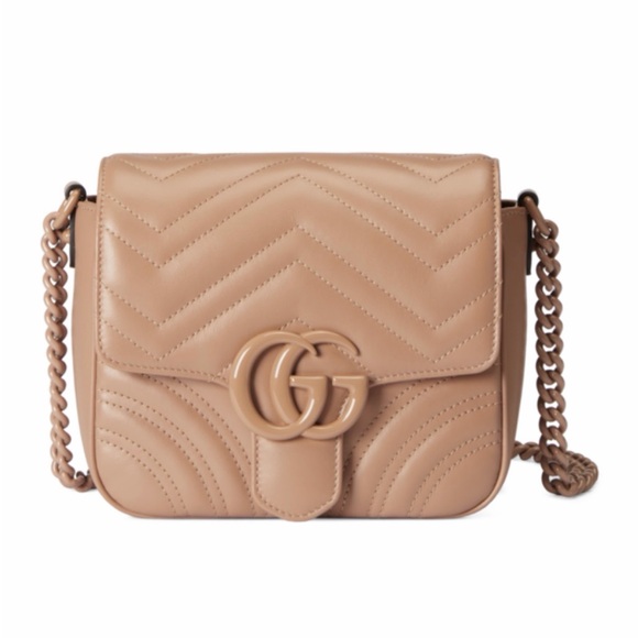 Gucci Marmont Matelassé Chevron Shoulder Bag with Double G in Brown Leather - Picture 7 of 7